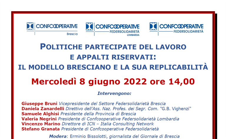 POLITICHE PARTECIPATE DEL LAVORO E APPALTI RISERVATI:  IL MODELLO BRESCIANO E LA SUA REPLICABILITÀ